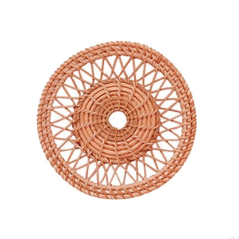 

Minimalists Rattan Wall Adornment Handwoven Wicker Flat Round Wall Basket for Nordic Styles Farmhouses Home Decoration