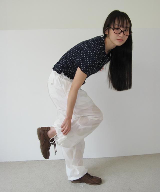 RONRON Airy Dot Sheer String Pants White