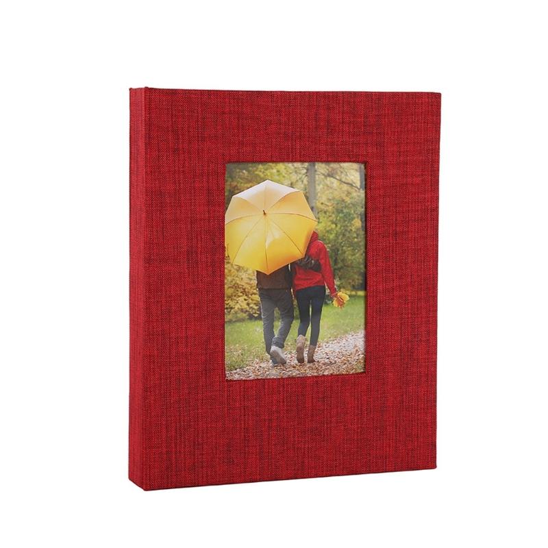

Linen Fabric Cover 4x6 Photo Album Clear Page Holds 144 Photos Slip-in Picture Album for Baby Wedding Family Mother Day ярко-красный