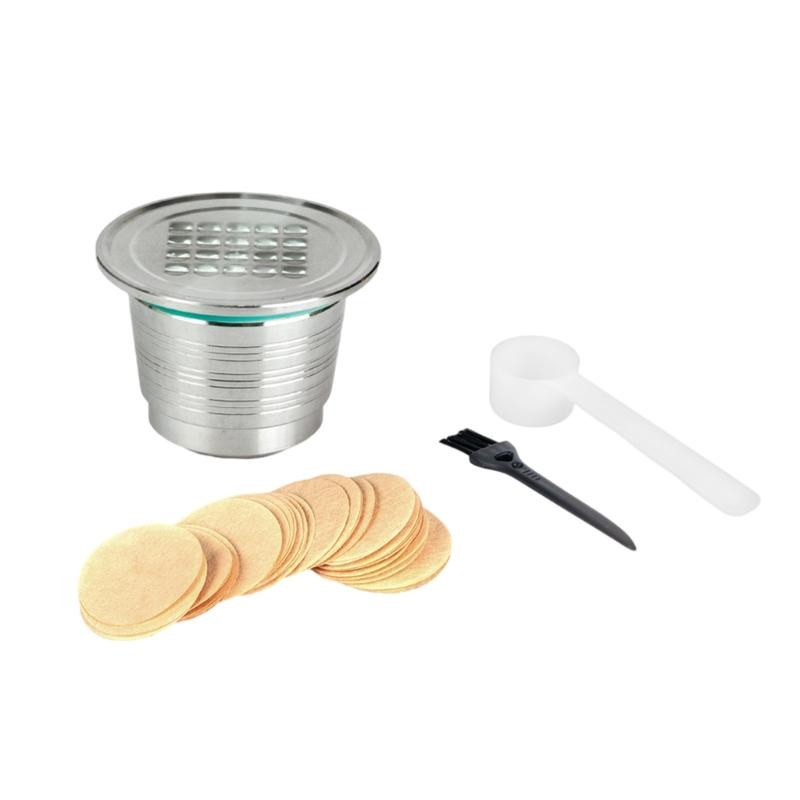 Coffee Capsules Accessories Set with Stainless Steel Spoon Filter Paper and Cleaning Brush for Easy Brewing Maintenance