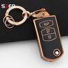 Para Mazda Demio 2 3 5 6 M3 M5 M6 Cx-5 Cx7 Cx9 Rx8 Mx5 Mpv Funda de TPU de 3 Botones Soporte Plegable Llavero Funda de Llave de Coche Sin Llave