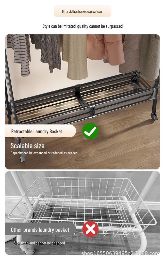 Luxury Folding Floor-Standing Coat Rack for Bedroom - Movable & Retractable