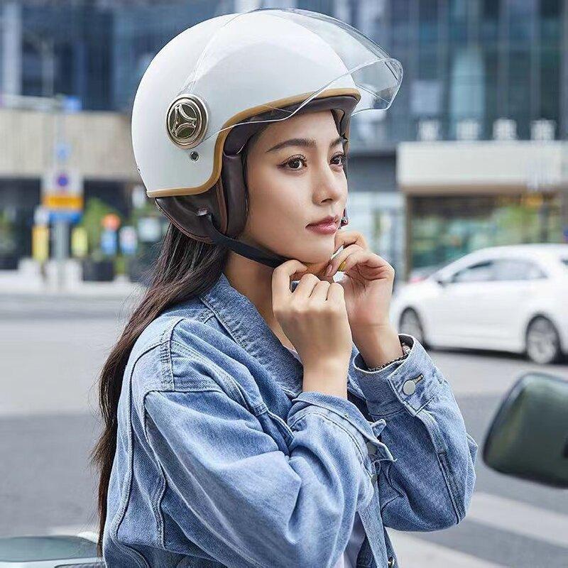 

Мужской и женский всесезонный шлем для электромобиля, простой ветрозащитный мотоциклетный безопасный полушлем абрикосовый
