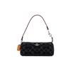 Nolita 20 Fashion Vintage Monogram Print Signature Denim And Smooth Leather Shoulder Tote Bag Small Women Handbags Black CP258-SVBK