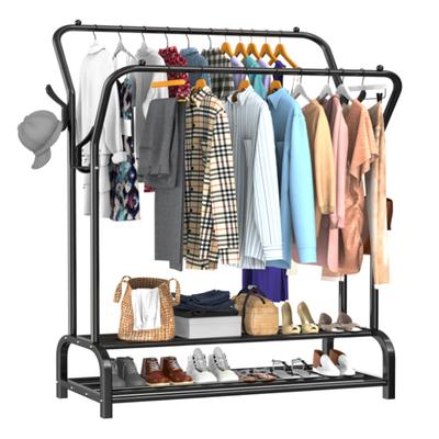 Wardrobe For Clothes Hanger Stand Standing Rack Dressing Room Double Shelves Shelf Large [D-Sz1]