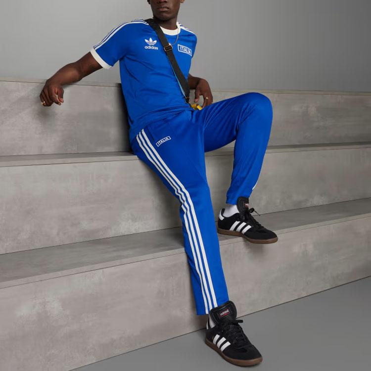 Adidas Originals Adicolor Classics 3-Stripes Football Sports Short Sleeve T-Shirt Men Tops Blue IU2123