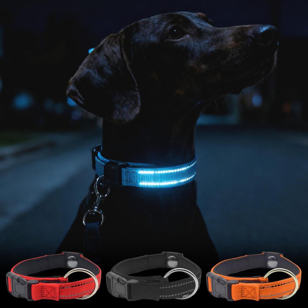 Dog Collar Reflective Adjustable Senior Pet Magnet Neck Collar For Travel Holiday Training Living Room Night Walking Camping