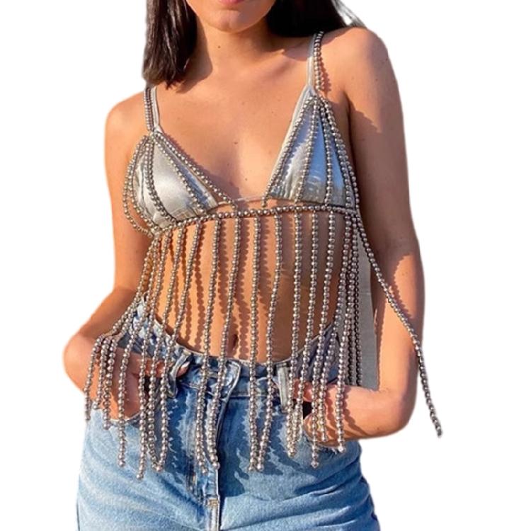 

Fashionable Acrylic Tassels Necklace Body Chain For Women’s Evening Wear Club Parties Chest Necklace Decorative Jewelry 1