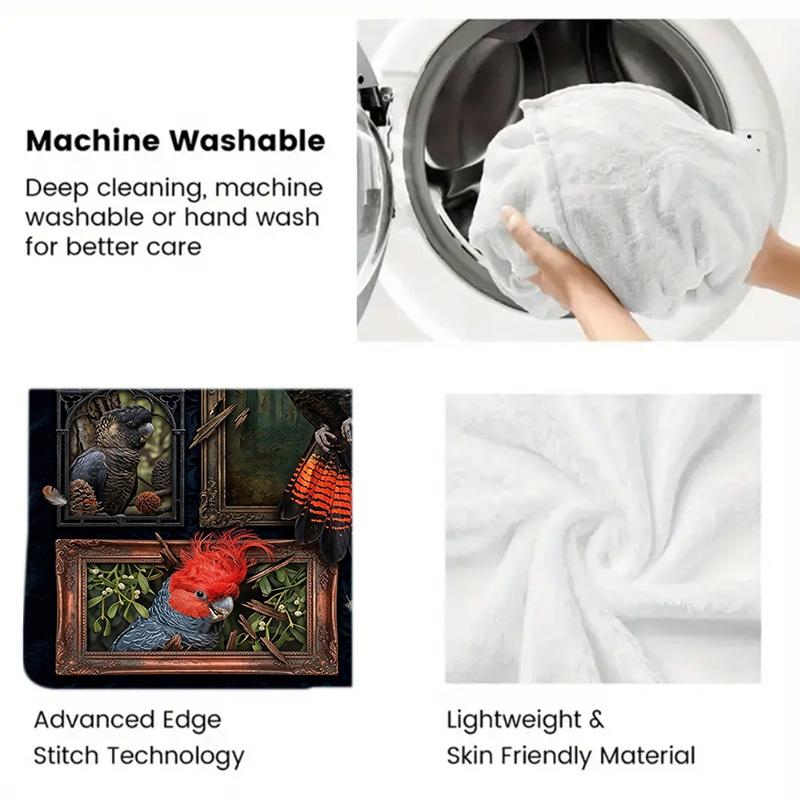 Cockatoo Collection 2D Flat Pattern Flannel Blanket, High Quality All Seasons, Home Decor, Warmth and Comfort, Perfect for Christmas Gifts.