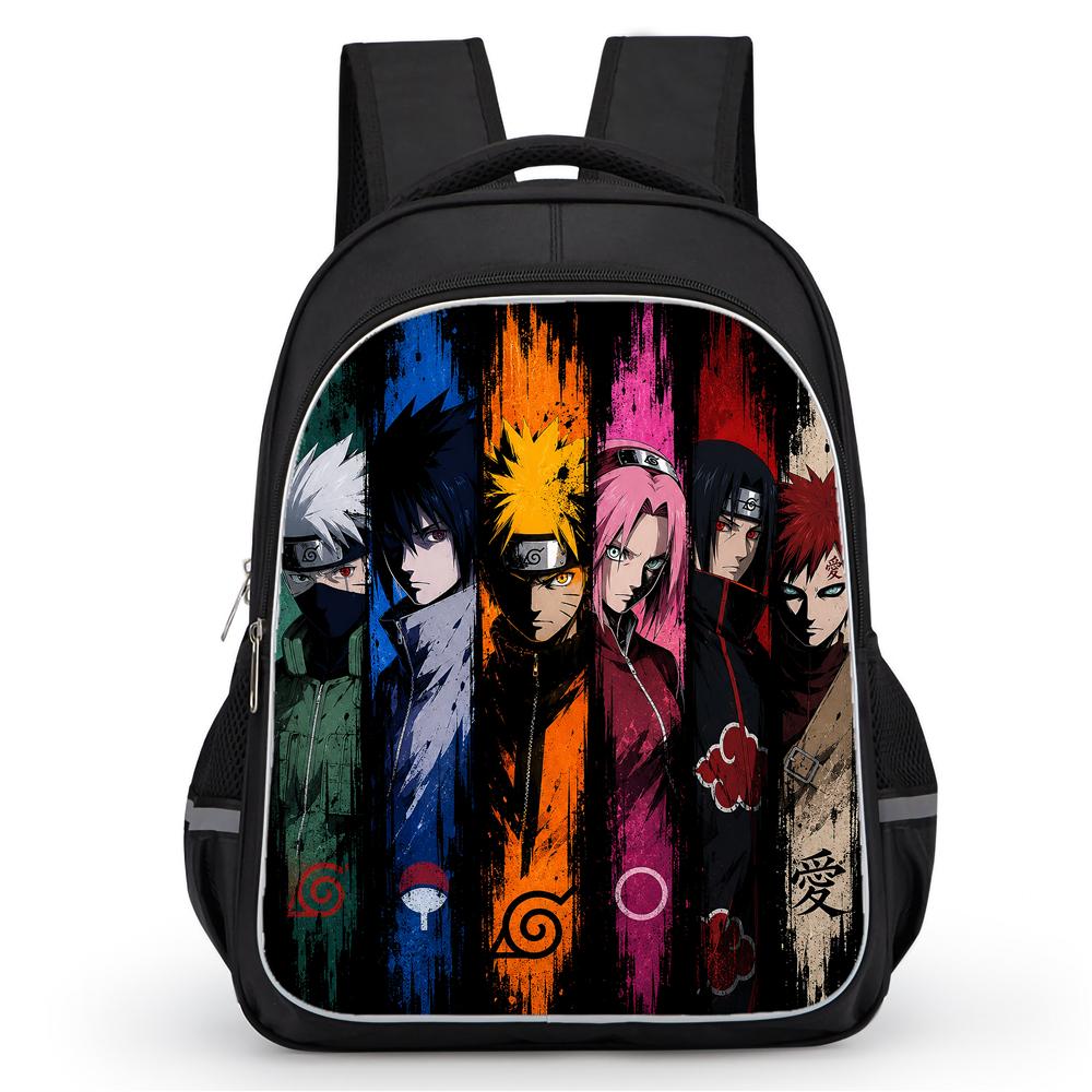 NARUTO Anime Kids Student Backpack 16 Inch Lightweight Durable School Bag Dual Zipper Pockets Casual Daypack For Boys Girls 5-10