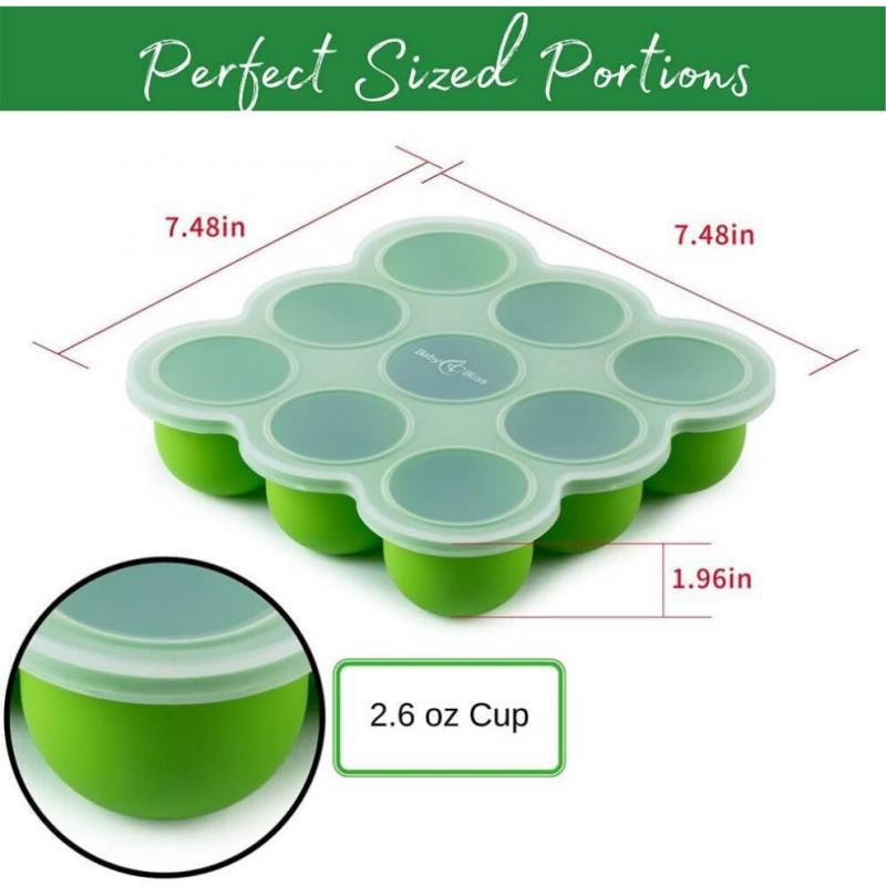 4 pcs Silicone Baby Food Storage Container, Silicone Moulds with Lid for Baby Food, Ice Cubes, Sweets and Chocolate (Random Colour, 9 x 75 ml)