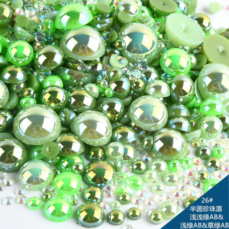 Mixed Abs Semicircular Pearl Resin Flat Bottom Diamond Set Imitation Pearl Mixed Size Diy Jewelry Accessories