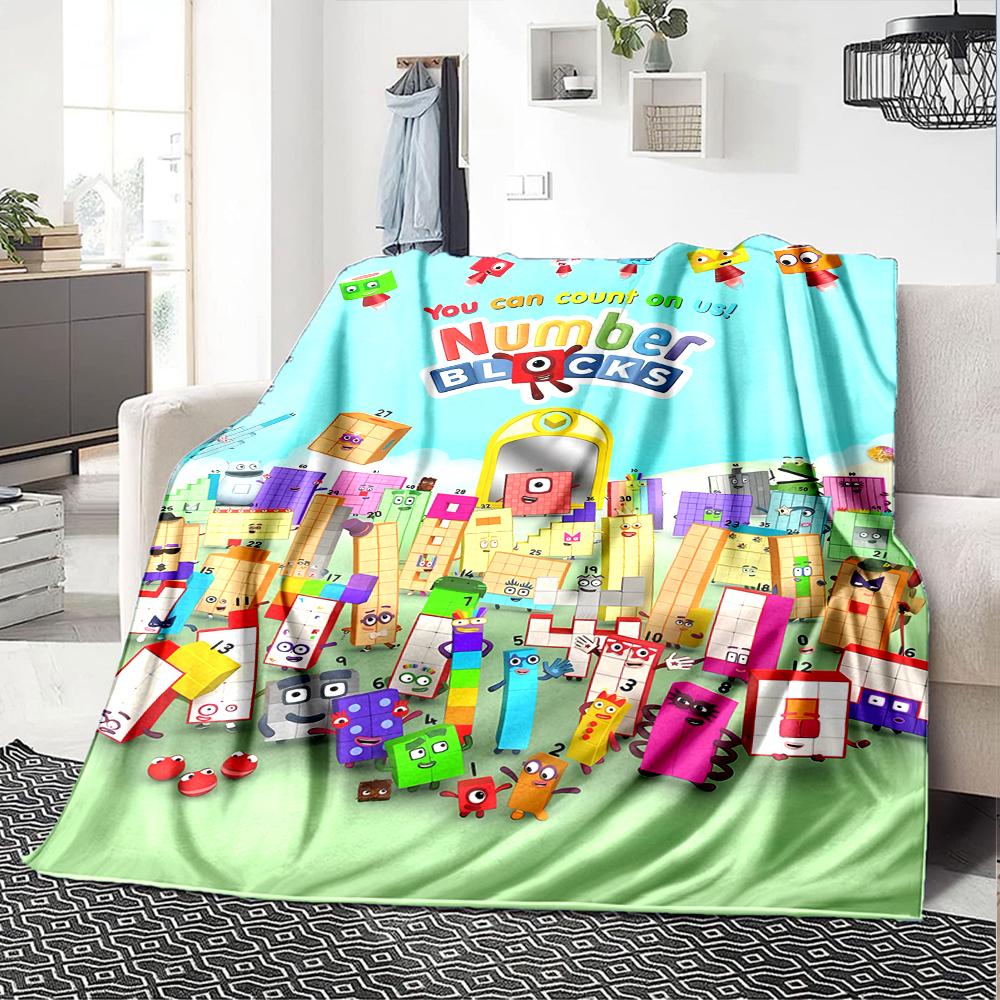 Numberblocks Theme Printed Blanket - Perfect for Couch, Bed, Travel & Outdoor Use | Machine Washable, Cozy & Durable.