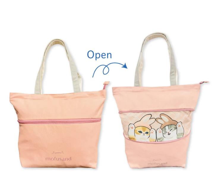 Mofusand Stretchable Tote Bag L Size ( Pink ) Japan NEW