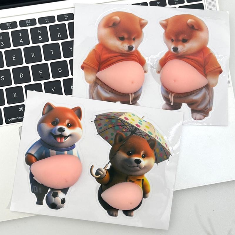 Funny Puppy Shiba Inu Dog Sticker 3D Cute Dog Silicone Belly Puppy Stickers Mobile Phone Decoration Party Favor Kids Gifts