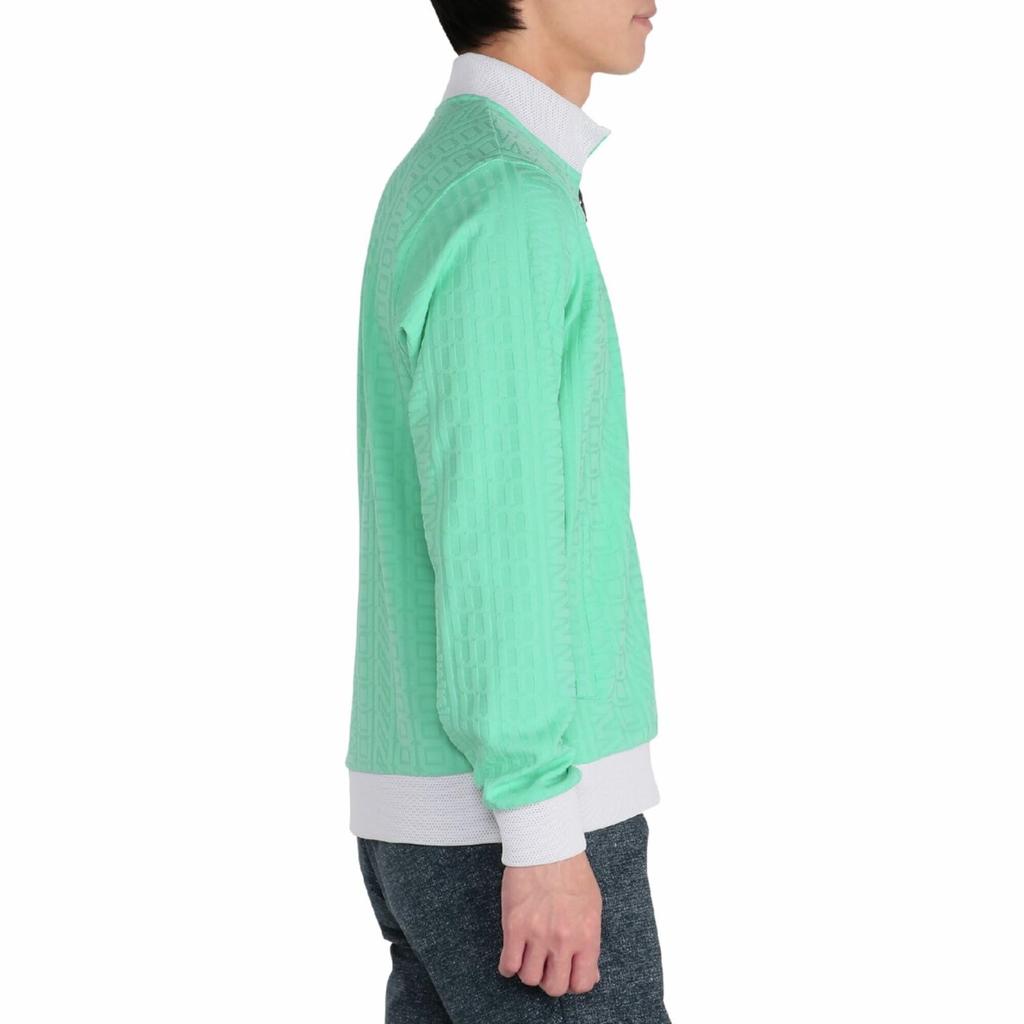 Mizuno Men's Golf Wear, Logo Jacquard, Long Sleeve, Full Zip-Up Blouson Jacket, UV Protection, Easy To Move In, Mint Green (E2MCC001)