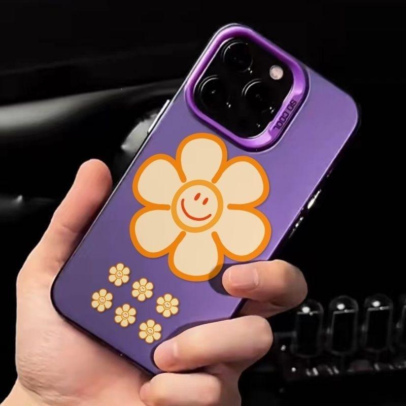 Smiley Sunflower Suitable for 17/17Promax Mobile Phone Case 17Pro Niche Popular New Colored Silver Anti-drop Hard Case