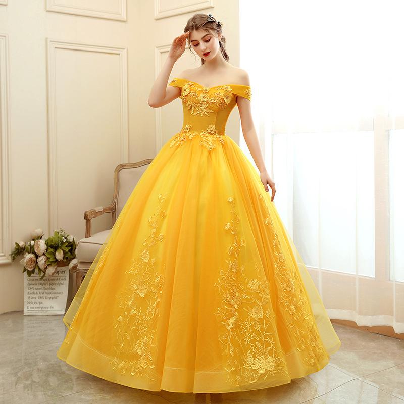 

Colored Yarn Student Art Puffy Skirt 2025: New Style Host Evening & Performance Dress for Women Small