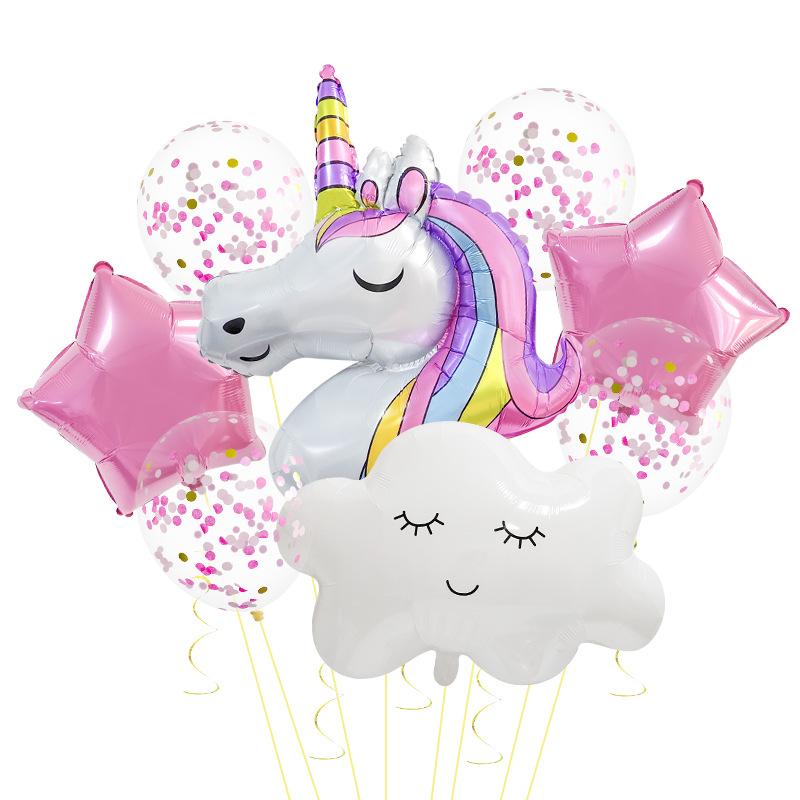 Rainbow Unicorn Birthday Party Balloon Set Girls 1 Year Unicorn Happy Birthday Decoration Supplies Baby Shower Foil Balloons