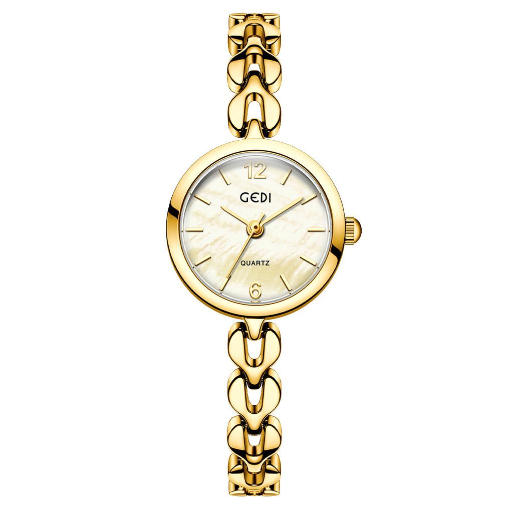 

Ladies Quartz Watch With Chain Strap And Circular Dial Design For Student Gifts Gold