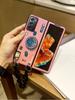 Blue Ray Cartoon Camera Holder Phone Case For Samsung Galaxy Z Fold 3 2 5g Glossy Imd Shockproof Protection Chain Cover
