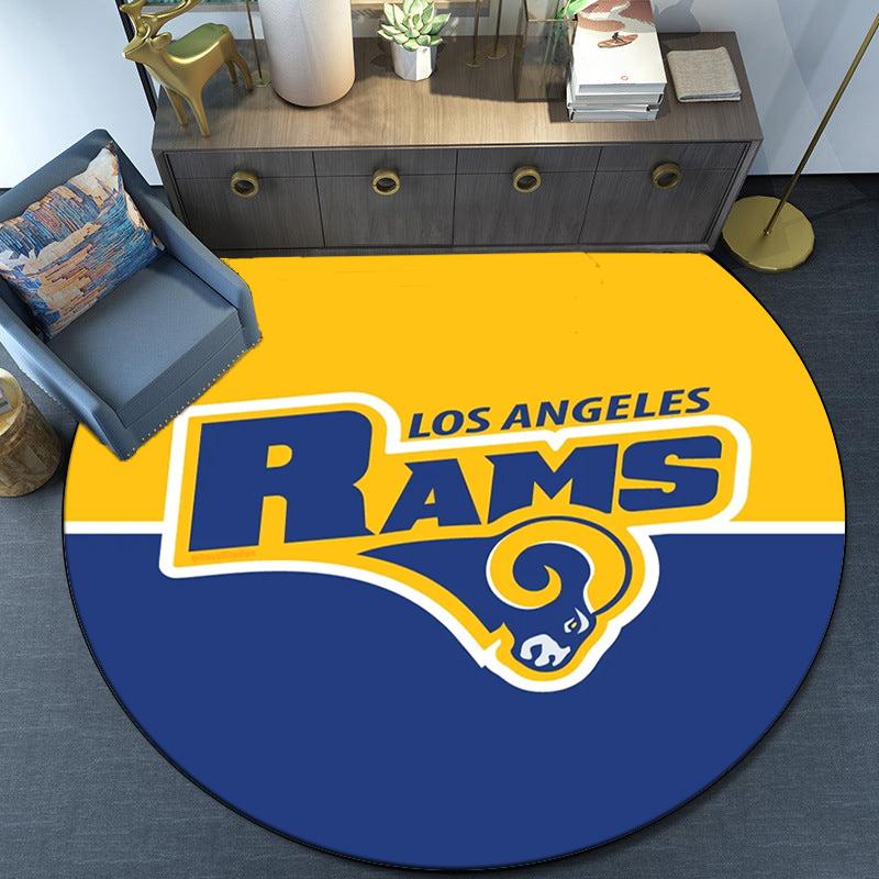 Los Angeles Rams Design Round Rug for Livingroom,Bedroom, Palyroom, Chair Rug, Area Rug, Circle Carpet, Large Size Fan Christmas Gift