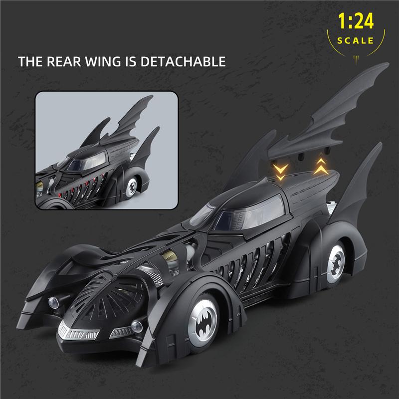 1/24 Classic Movie Car 1995 Batmobile Alloy Concept Bat Sports Car Model Metal Racing Vehicle Car Model Sound Light Kid Toy Gift