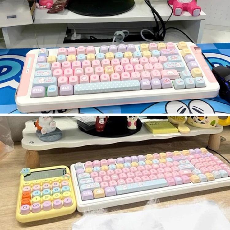 PBT Mechanical Keyboard Keycaps 131Keys Keycaps Candy Bear Theme Colorful MOA Height Heat Sublimated Set