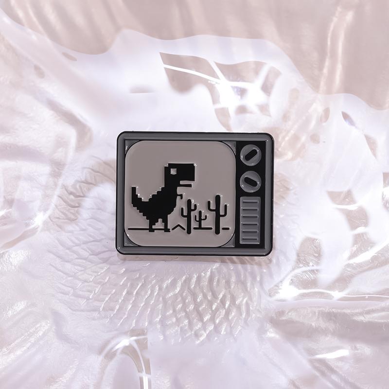 Dinosaur Games Enamel Pins Custom Television Brooches Lapel Badges Cartoon Animal Jewelry Gift for Kids Friends