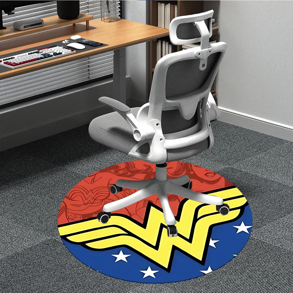 

1pc Wonder Woman Office Round Area Rug, Under Office Chairs Bedroom Living Room Home Decor, Room Deco, Available in Various Sizes 80cm