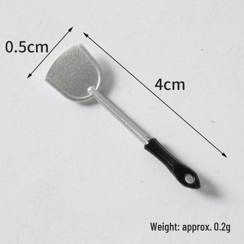 Mini Wok Frying Pan & Spoon Set for Dollhouse Kitchen Toy Accessories