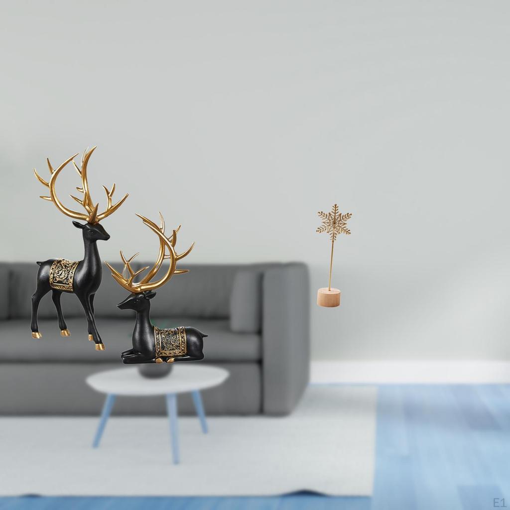 Reindeer Elk Resin Statue And Metal Sculpture Figurine Collection for Tabletop Cabinet Wedding