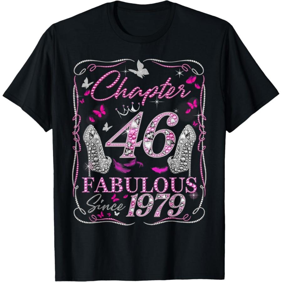 

Chapter 46 Fabulous Since 1979 46th Diamond Birthday Queen T-Shirt(1) XXXXXL чорний