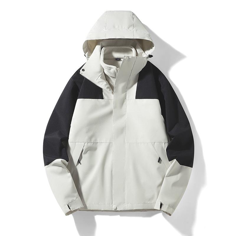 Herbst- und Winter-Outdoor-Jacke für draußen Drei-in-eins für Herren und Damen Abnehmbares Innenfutter Zweiteiliges Set Paar Trendige Marke Bergsteigen