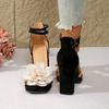 Women Heeled Sandals Wedding Flower Buckle Strap 9.5CM Square Heel Wedding Photography Elegant Women's Shoe Fashion Shoes Pumps