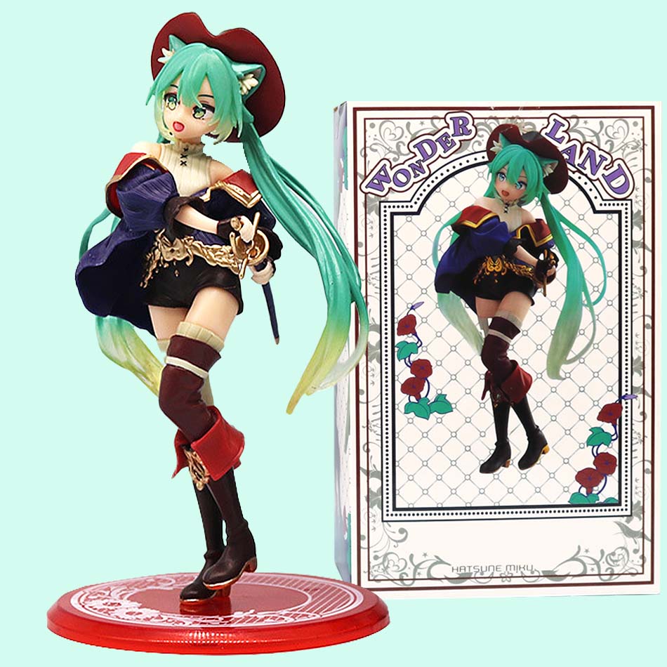Hatsune Miku Stolní Roztomilá Akční Figurka 11cm Verze s Kočičím Tričkem. Anime figurka Kawaii dívka Model hračka Dárek