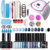 12 Colors Gel Nail Polish Kit with LED Lamp, Nail File, French Tips & Nail Art Decorations, Complete Starter Set