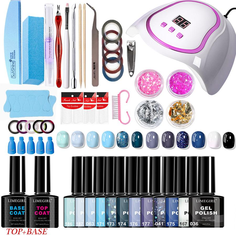 12 Colors Gel Nail Polish Kit with LED Lamp, Nail File, French Tips & Nail Art Decorations, Complete Starter Set