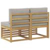 2 Piece Outdoor Center Sofa Solid Acacia Wood White