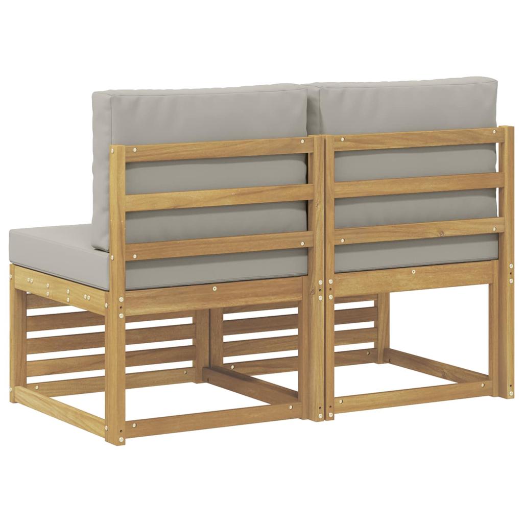 2 Piece Outdoor Center Sofa Solid Acacia Wood White