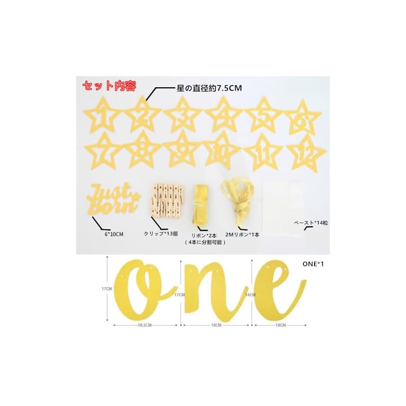 LIKENNY 1. Geburtstag Girlande Dekoration Set, ONE/Stern, 2 Arten, Baby Mädchen/Junge, HAPPY BIRTHADAY, Fotoshooting, Gedenkfeier, Wand