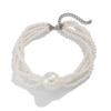 Exaggerated Large Round Bead Pearl Collarbone Item Jewelry Necklace Hip Hop Trend Multi-Layer Chain Necklace