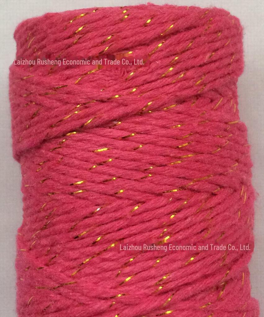 Gold, Silver & Copper Cotton Rope with Gold Thread and Multi-colored Cotton Rope - 100m.