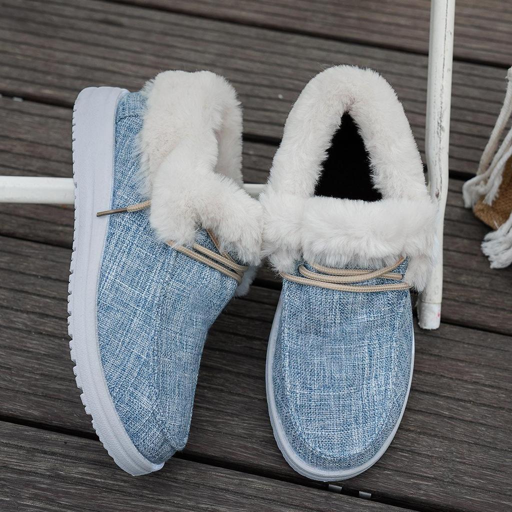 Zapatos de Algodón para Mujer, Otoño/invierno 2025 Zapatos Casuales Cálidos para Mujer, Botas de Algodón Gruesas y Afelpadas de un Pie