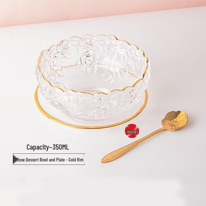 

Changbaosen Gold-Rimmed Glass Dessert Bowl Set