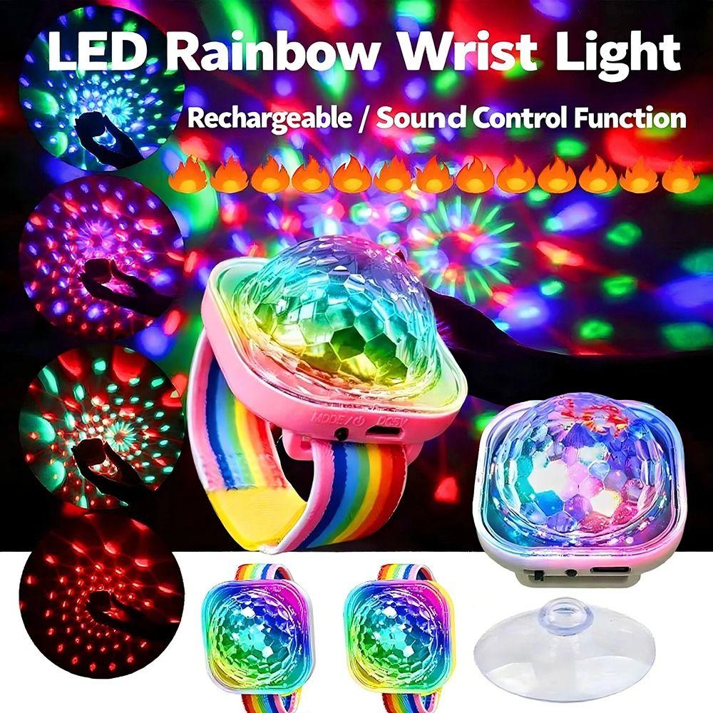 Portable Disco Strobe Lights RGB LED Wearable Watch Lamp Wrist Ambient Lamp Christmas Party