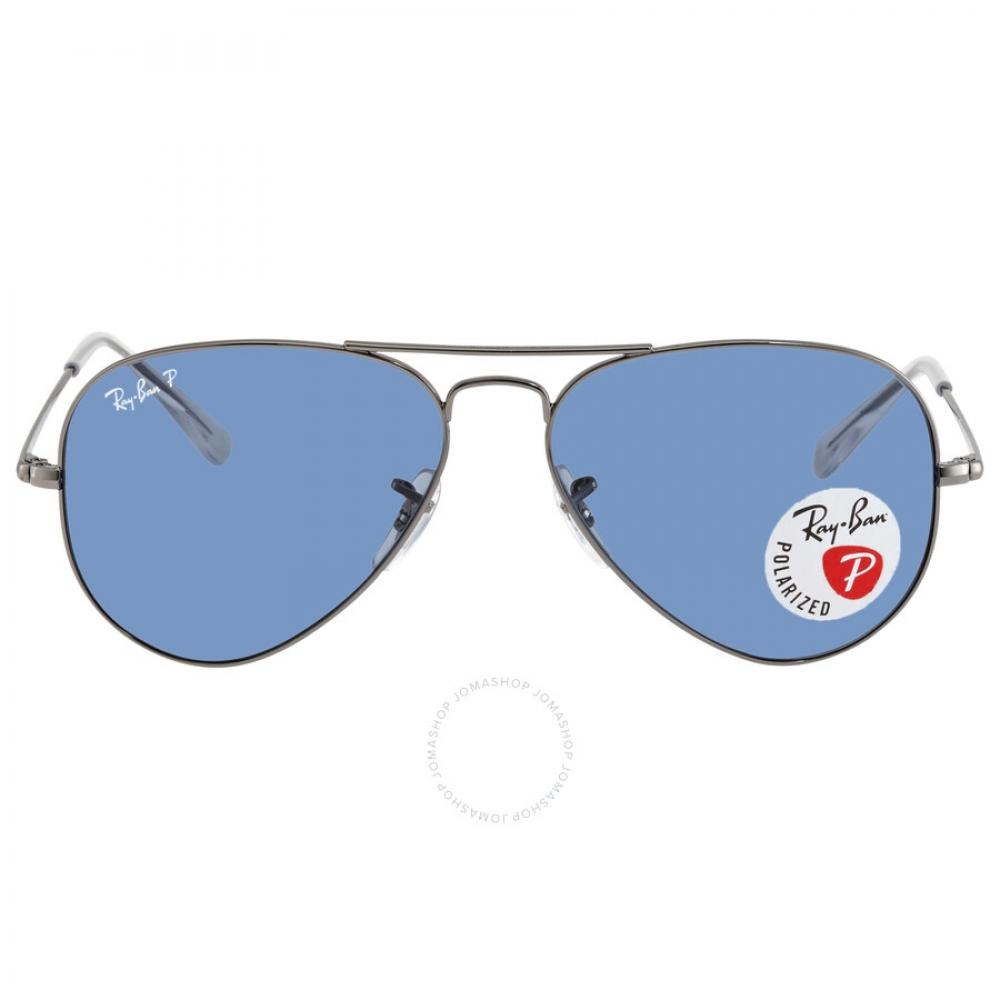 

Ray Ban Aviator Metal II Polarized Blue Unisex Sunglasses RB3689 004 S2 55