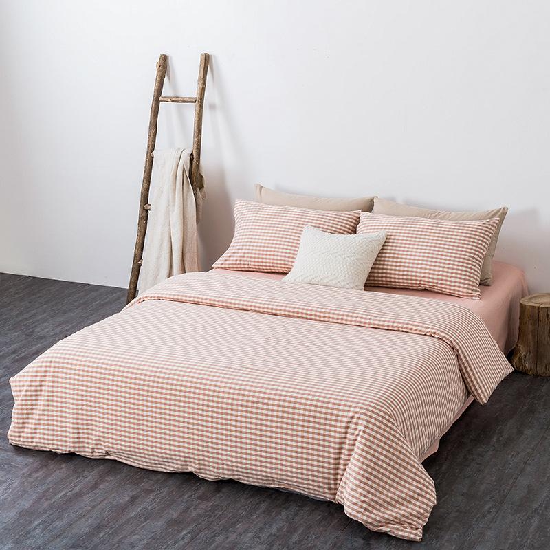 Class A Washed Cotton 4-piece Set King Duvet Cover Queen Size Option Pure Cotton Bed Sheet Pillows Zipper Closure Solid Color EU