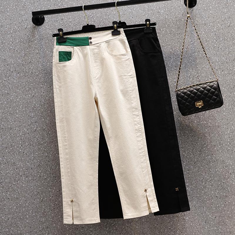 

Plus Size Spring Women Elastic Pants Patchwork Loose Casual Female Trousers XL