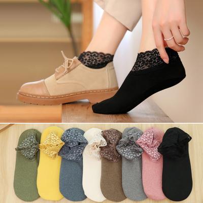 Women Fashion Plus Sametové ponožky Lace Edge Plyšové ponožky Teplé podlahové ponožky podzim zima